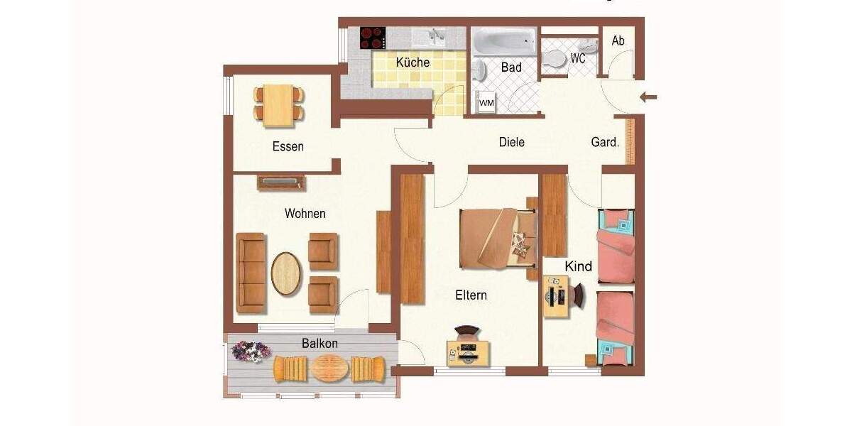 Etagenwohnung Ostfildern Scharnhausen - 3 Zimmer, 80 m&sup2;, 265.000&euro; | Angebot:25698816