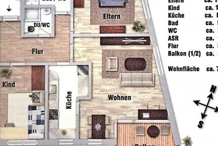 Wohnung Waiblingen Bittenfeld - 3 Zimmer, 77 m&sup2;, 280.000&euro; | Angebot:26824434