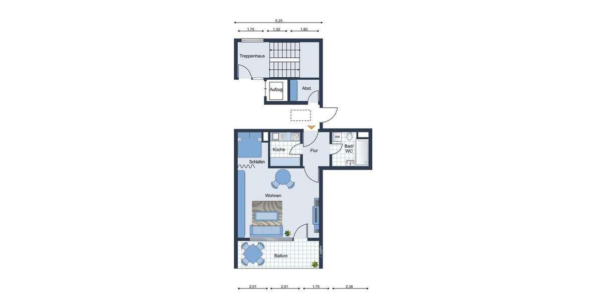 Etagenwohnung Stuttgart / Hoffeld Hoffeld - 1 Zimmer, 47 m&sup2;, 198.000&euro; | Angebot:25726413