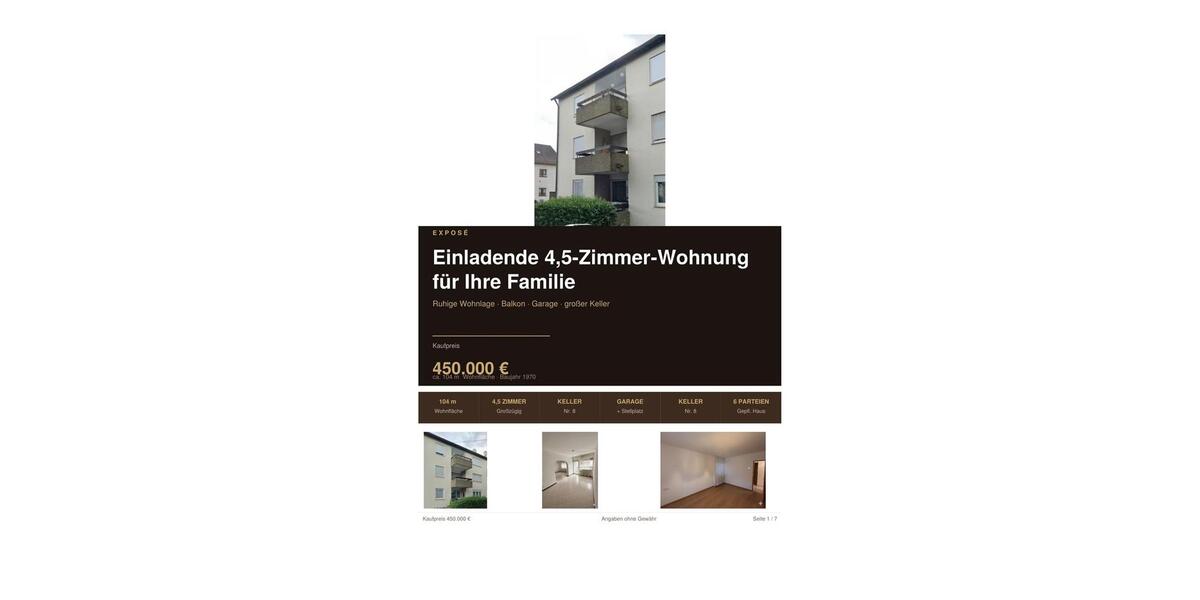 Etagenwohnung Wendlingen am Neckar - 4.5 Zimmer, 104 m&sup2;, 450.000&euro; | Angebot:25288895