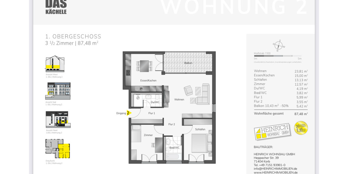 Etagenwohnung Stuttgart-Vaihingen Vaihingen - 3 Zimmer, 87 m&sup2;, 699.800&euro; | Angebot:25971072
