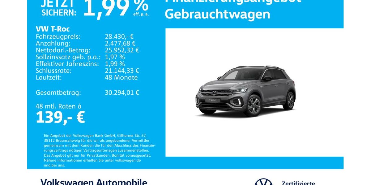 VW T-Roc 25.443 km 28.430 &euro; Stuttgart-Wangen 70188