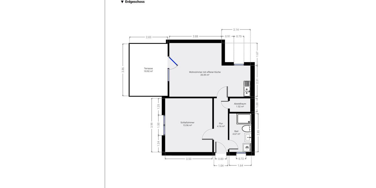 Erdgeschoßwohnung Leonberg - 2.5 Zimmer, 47 m&sup2;, 990&euro; | Angebot:25987142