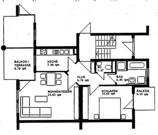 Etagenwohnung Stuttgart Sillenbuch - 2 Zimmer, 63 m&sup2;, 865&euro; | Angebot:26049867