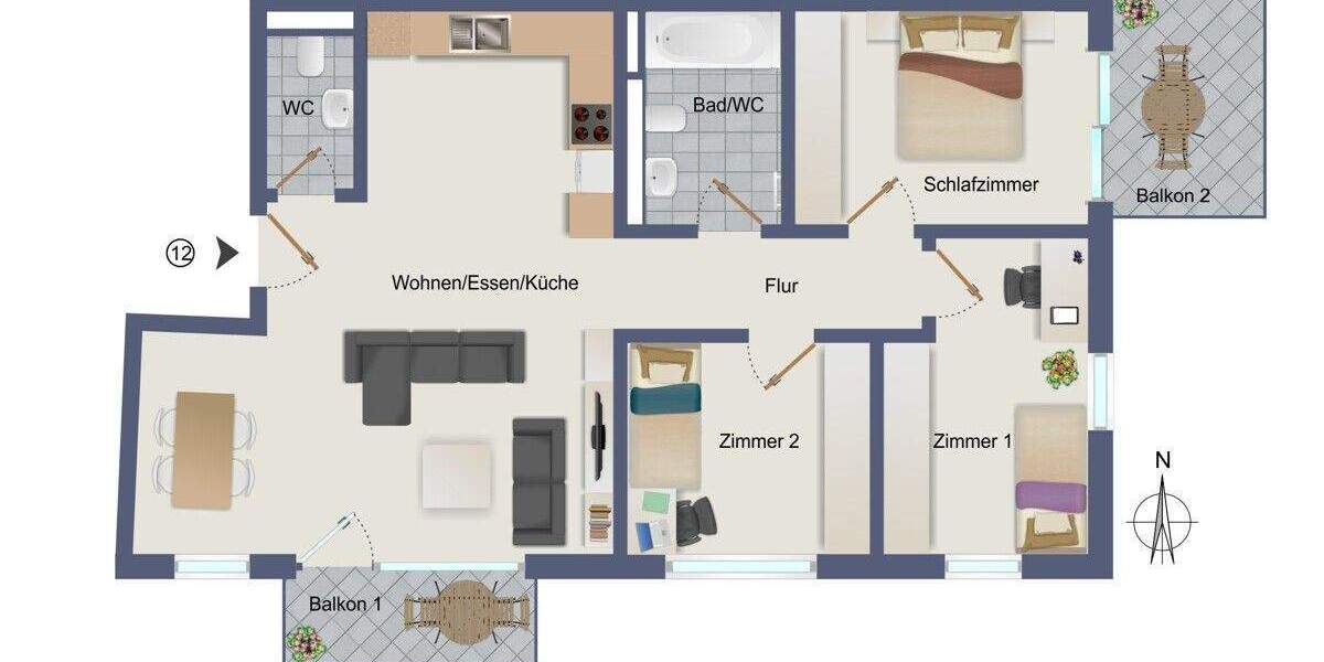 Etagenwohnung Asperg - 4 Zimmer, 83 m&sup2;, 555.500&euro; | Angebot:25692099