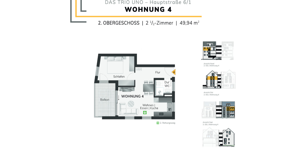 Etagenwohnung Fellbach-Oeffingen Oeffingen - 2 Zimmer, 49 m&sup2;, 334.600&euro; | Angebot:25939644