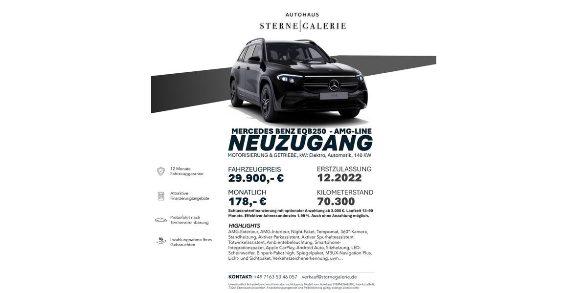 Mercedes-Benz EQB 70.300 km 29.900 &euro; Ebersbach an der Fils 73061