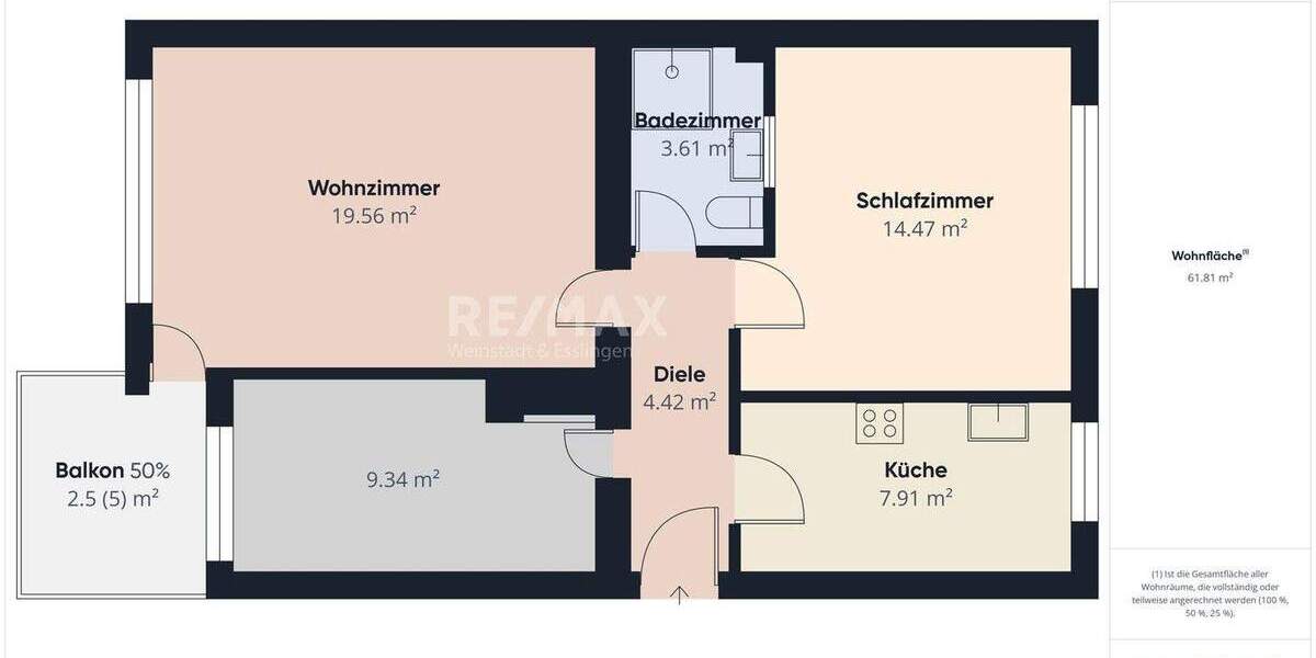 Etagenwohnung Waiblingen-Hohenacker Hohenacker - 3 Zimmer, 62 m&sup2;, 249.000&euro; | Angebot:25697779