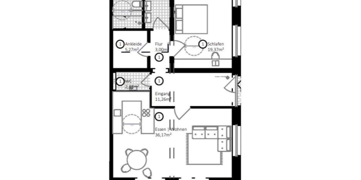 Etagenwohnung Sindelfingen Mitte - 2 Zimmer, 89 m&sup2;, 1.280&euro; | Angebot:25704091