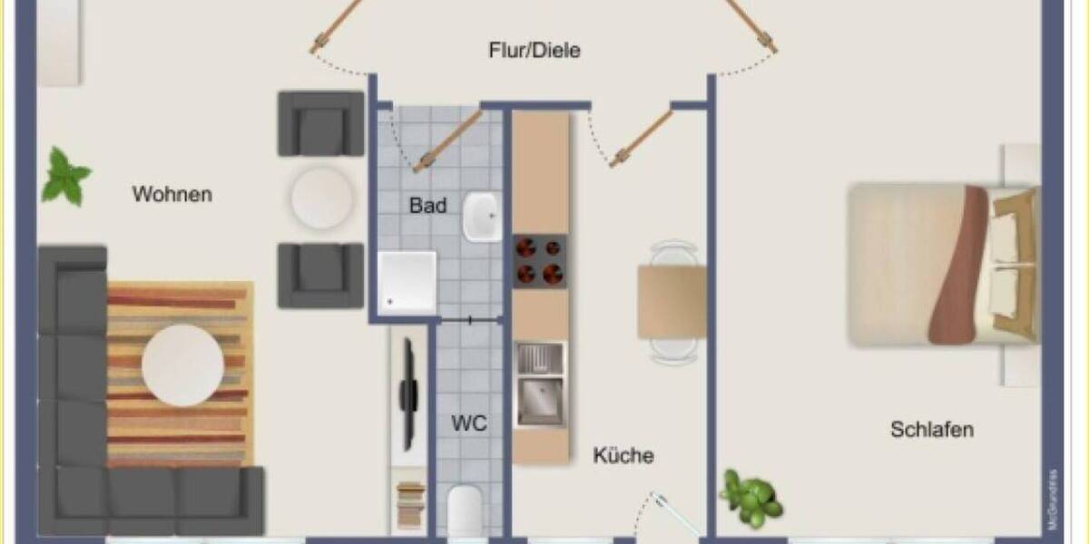 Etagenwohnung Stuttgart Süd - 2 Zimmer, 48 m&sup2;, 289.000&euro; | Angebot:25957485