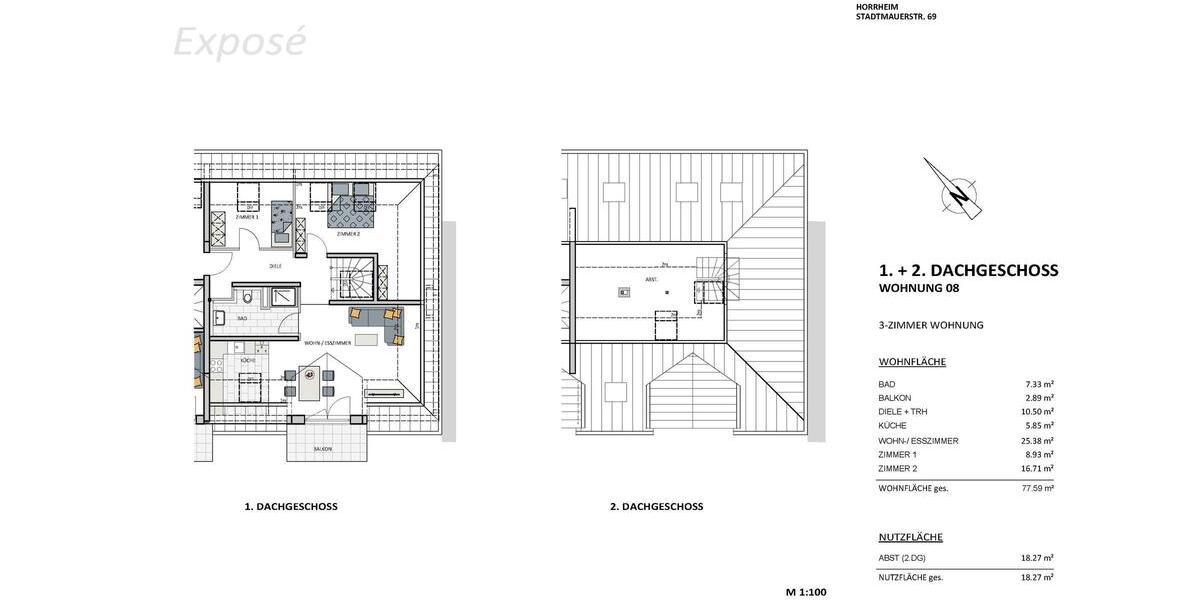 Dachgeschoßwohnung Vaihingen an der Enz - 3 Zimmer, 96 m&sup2;, 1.200&euro; | Angebot:23010506