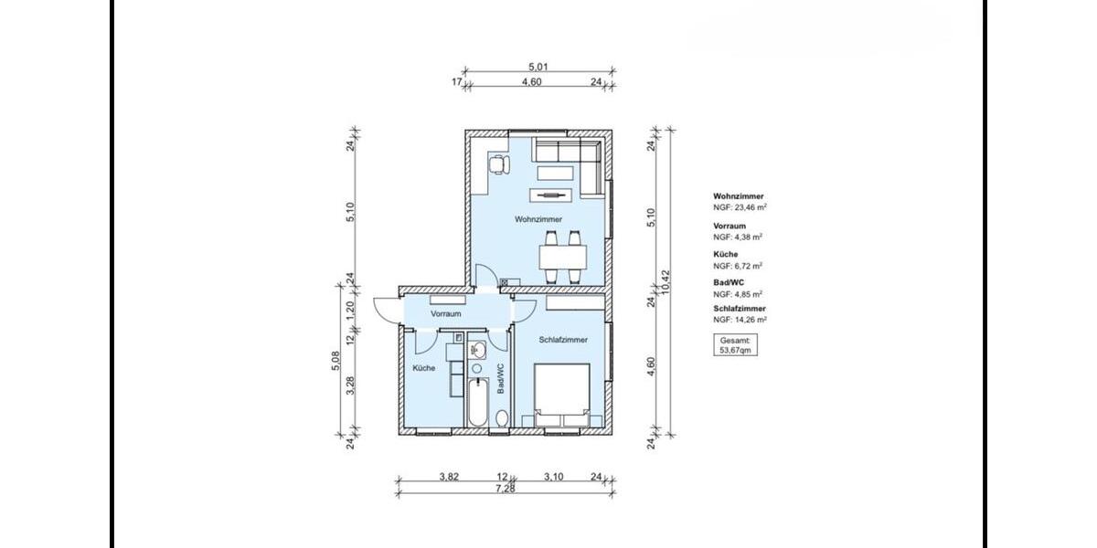 Etagenwohnung Gerlingen - 2 Zimmer, 54 m&sup2;, 850&euro; | Angebot:25789576