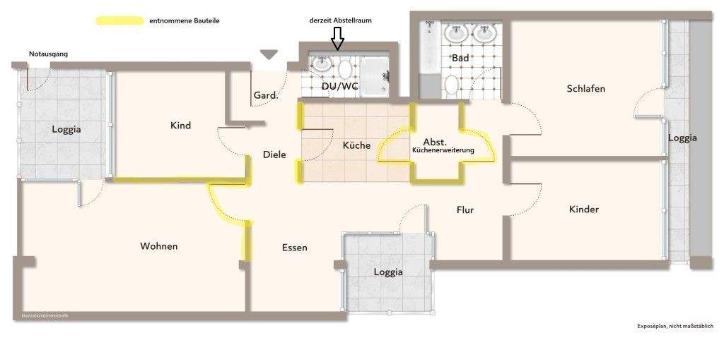 Etagenwohnung Stuttgart Neugereut - 4 Zimmer, 104 m&sup2;, 360.000&euro; | Angebot:25684960