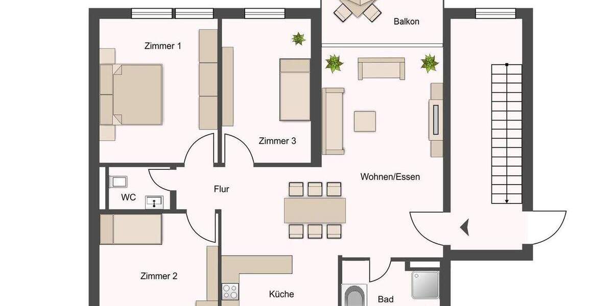 Etagenwohnung Waiblingen Beinstein - 4 Zimmer, 97 m&sup2;, 530.000&euro; | Angebot:25744273