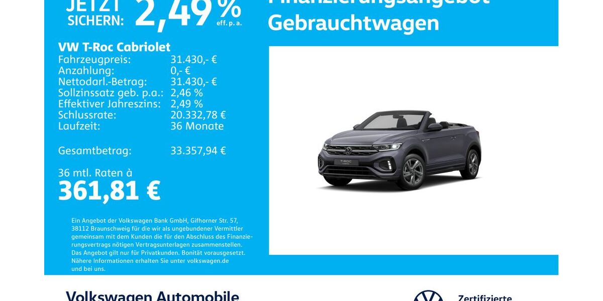 VW T-Roc 23.776 km 30.830 &euro; Stuttgart-Feuerbach 70469