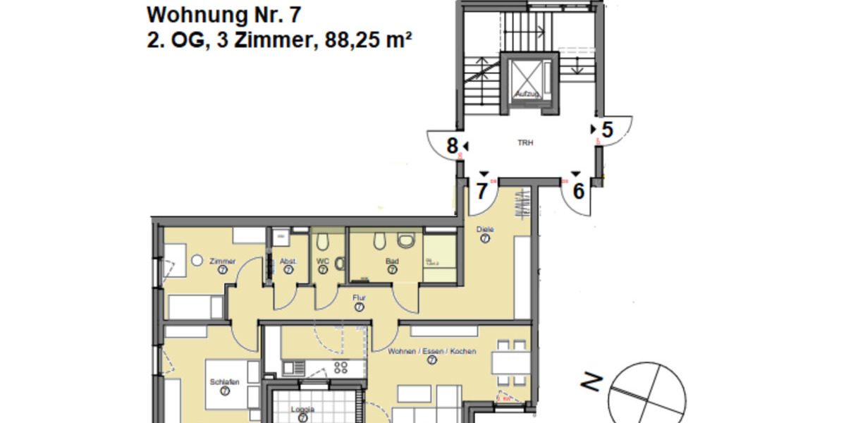 Etagenwohnung Korntal-Münchingen Münchingen - 3 Zimmer, 88 m&sup2;, 1.412&euro; | Angebot:25589032