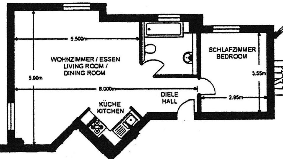 Etagenwohnung Weissach - 2 Zimmer, 50 m&sup2;, 1.000&euro; | Angebot:25630000