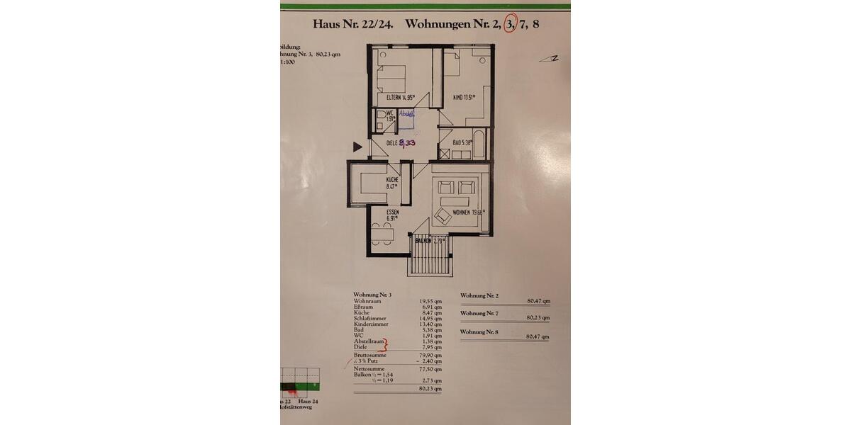 Etagenwohnung Sindelfingen - 3.5 Zimmer, 80 m&sup2;, 379.000&euro; | Angebot:26057048