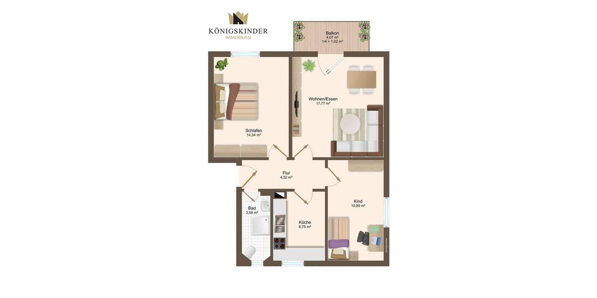 Etagenwohnung Stuttgart Bad Cannstatt - 3 Zimmer, 59 m&sup2;, 249.000&euro; | Angebot:25669339