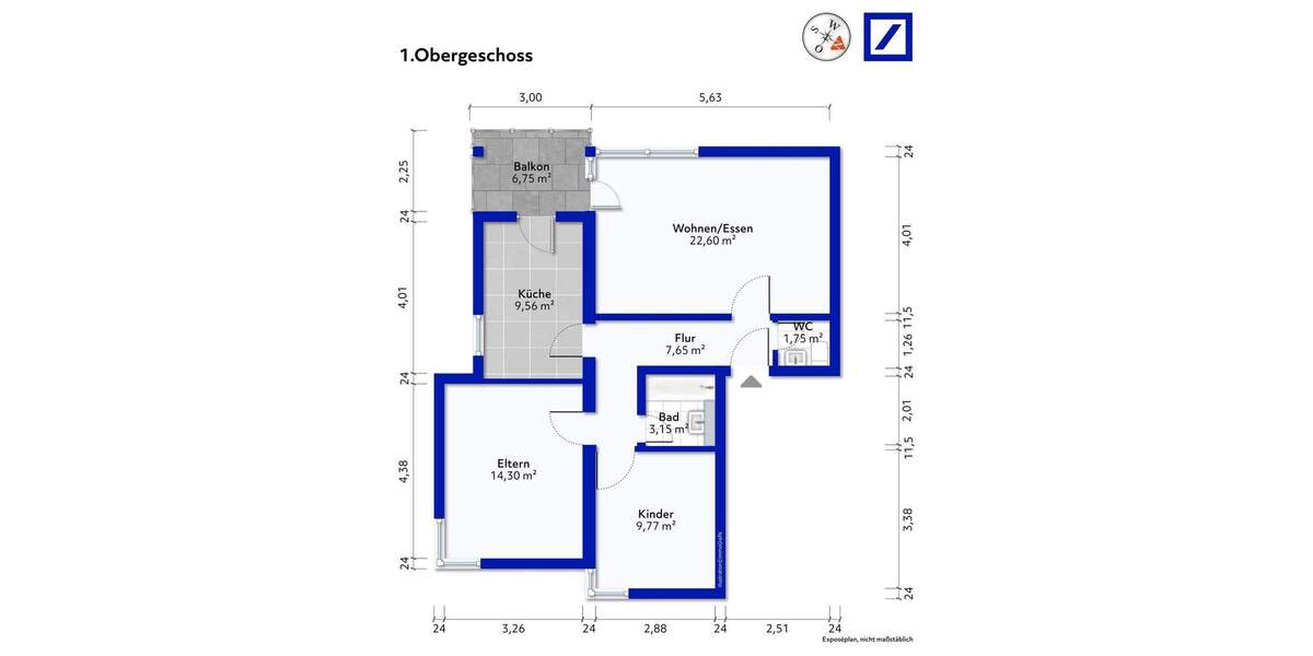 Etagenwohnung Remseck Neckarrems - 3 Zimmer, 70 m&sup2;, 238.000&euro; | Angebot:25706131