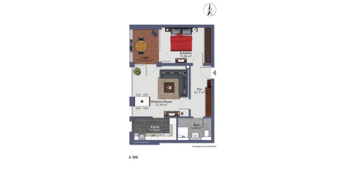Etagenwohnung Stuttgart - 2 Zimmer, 60 m&sup2;, 1.450&euro; | Angebot:25922188