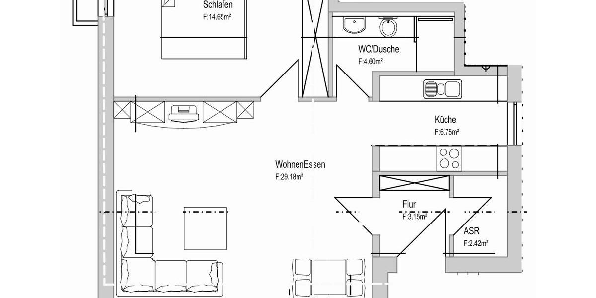 Erdgeschoßwohnung Ilsfeld - 2 Zimmer, 60 m&sup2;, 1.020&euro; | Angebot:24840672